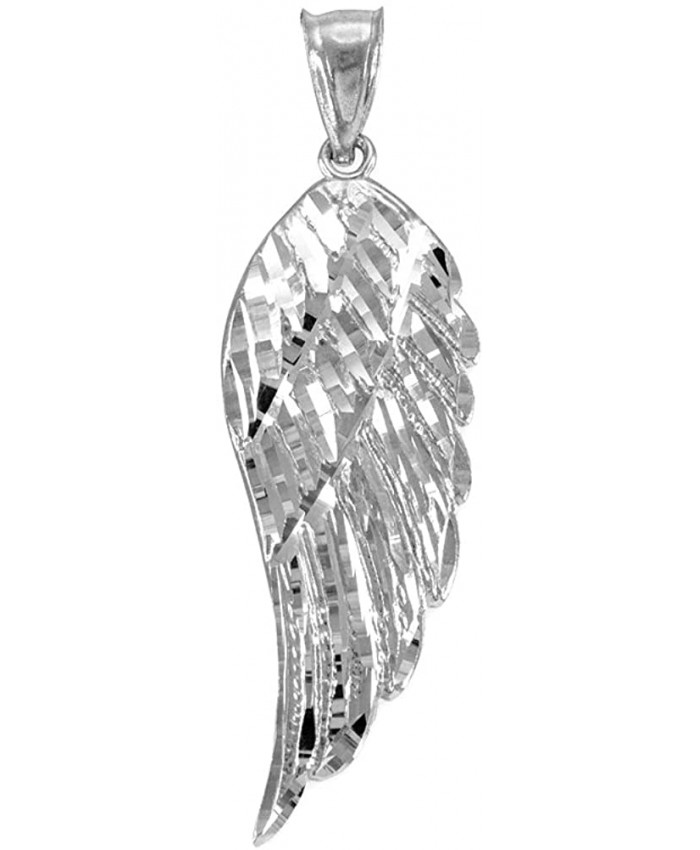 Religious Jewelry by FDJ Textured 10k White Gold Angel Wing Charm Pendant