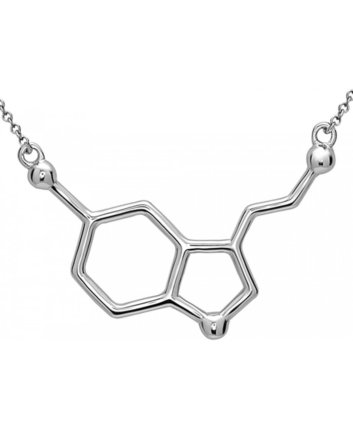 Serotonin Molecule Necklace in 925 Sterling Silver
