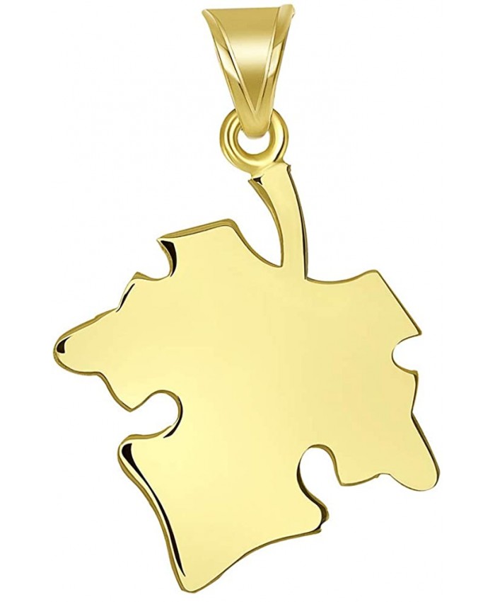 Solid 14k Yellow Gold Canadian Maple Leaf Silhouette Pendant JewelryAmerica