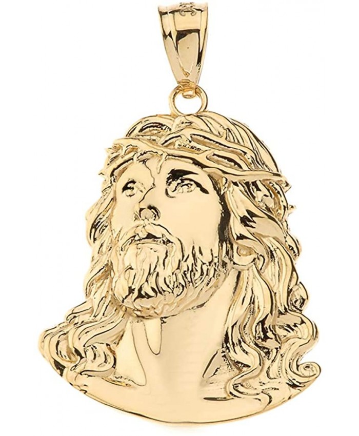 Solid 14k Yellow Gold Jesus Head Face Charm Religious Pendant 0.92