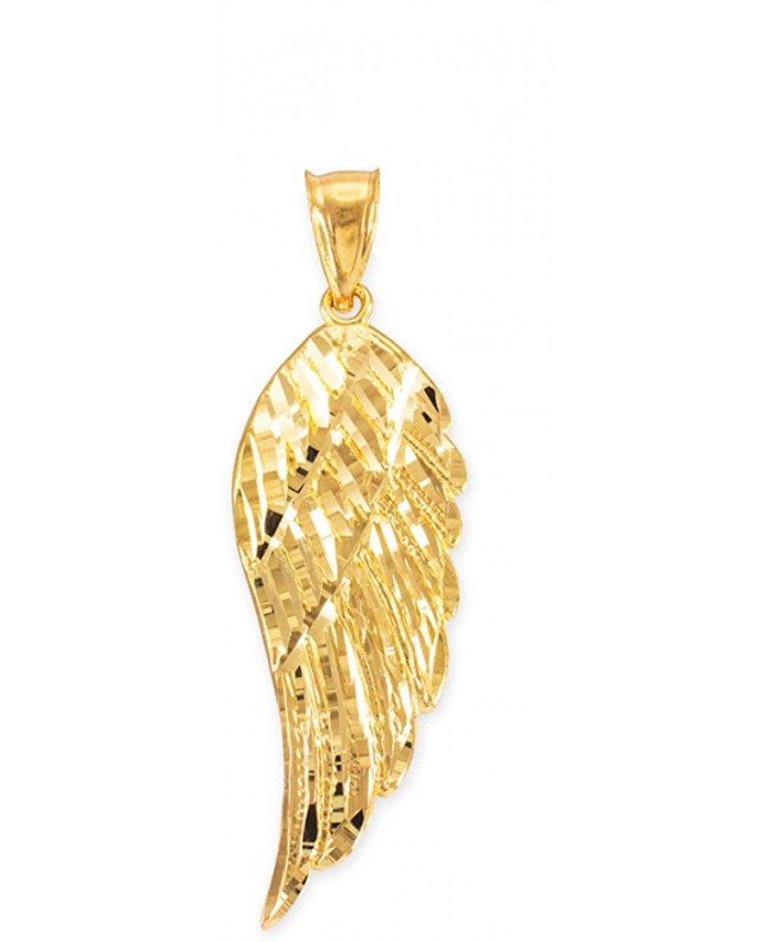 Textured 10k Yellow Gold Angel Wing Charm Pendant