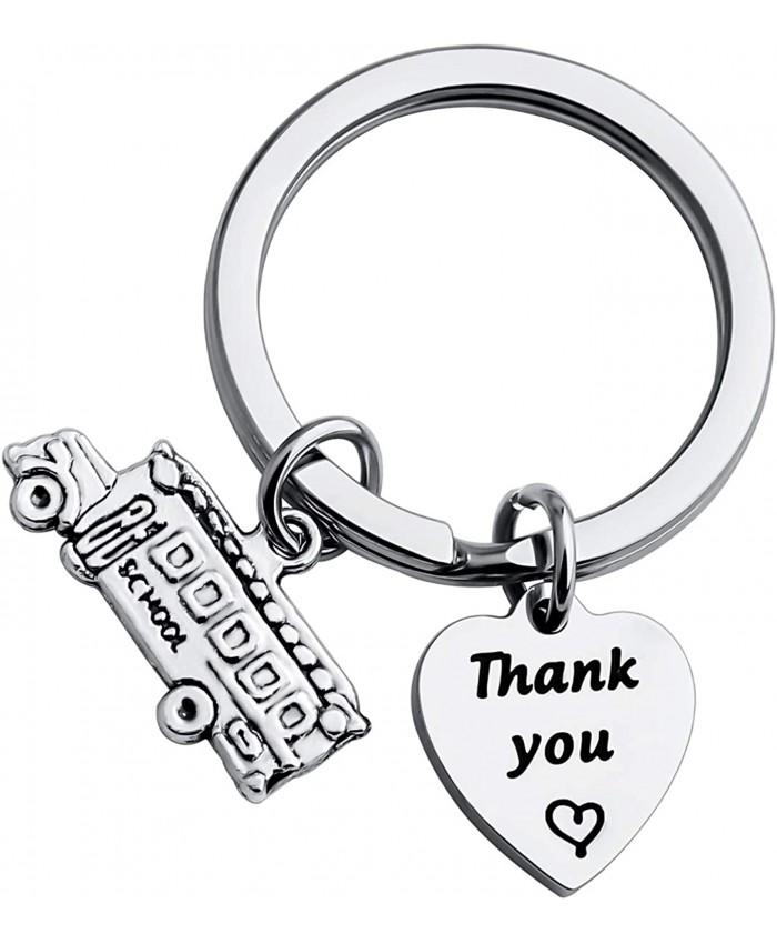 Thank You Gift for School Bus Driver Keychain Appreciation Gift End of The School Year Gift silver