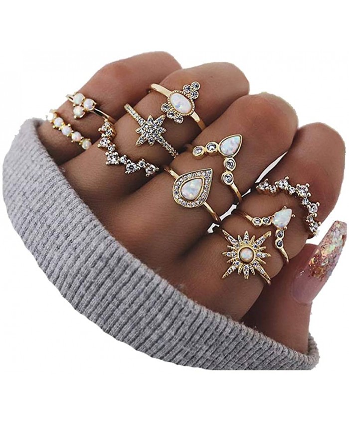 CSIYAN 6-16 PCS Knuckle Stacking Rings for Women Teen Girls Boho Vintage Fashion Stackable Midi Finger Rings Set 10 PCS