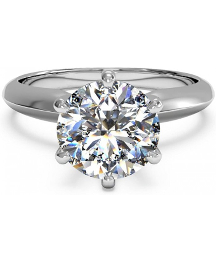 espere 3 Ct CZ Solitaire Engagement Ring Sterling Silver White Gold Plated