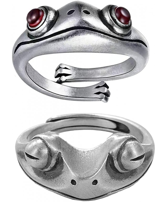Frog Ring for Women Open Adjustable Rings Silver Vintage Cute Animal Finger Ring Fashion Personality Rings Set 2Pcs 2pcs frog rings