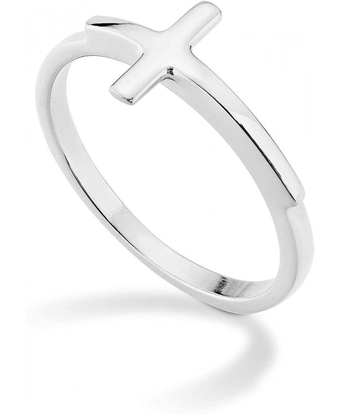 Miabella 925 Sterling Silver Sideways Cross Ring for Women Teens Girls Made in Italy