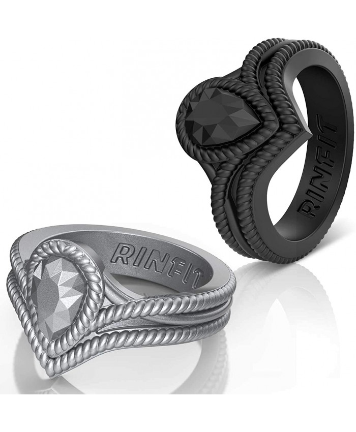 Silicone Wedding Ring for Women by Rinfit Rings - 2 Pack & Singles. Designed & Soft Women's Wedding Bands. Silicone Rubber. U.S. Design Patent Pending. Size 4-10