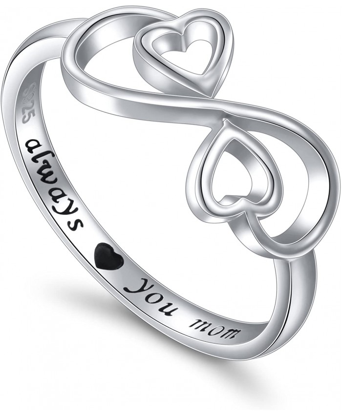 Sterling Silver Engraved Always Love You Mom Mother Daughter Forever Ring Size 5-10