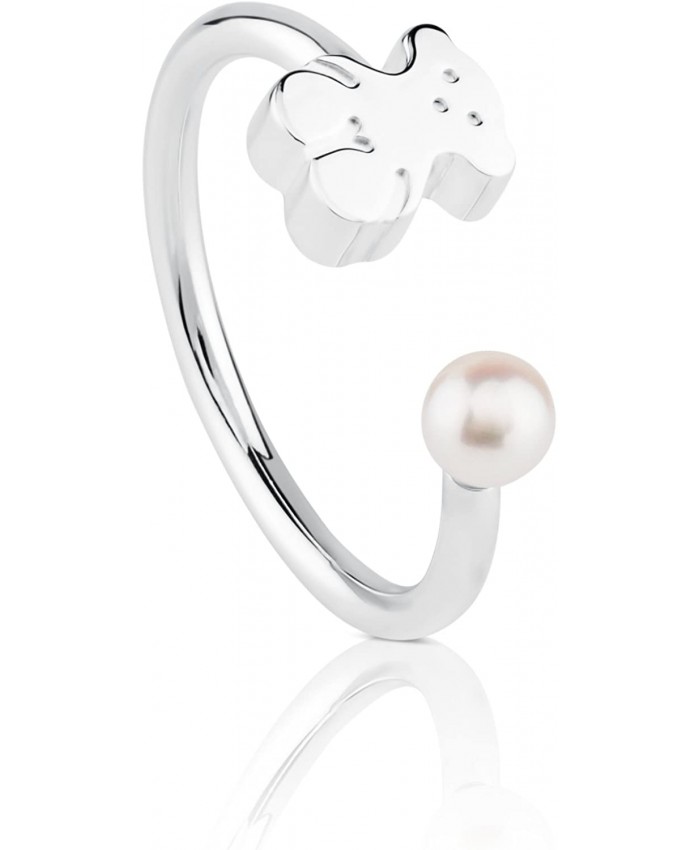 TOUS Sweet Dolls - Ring in Sterling Silver with Bear and Freshwater Cultured Pear 0.4 cm
